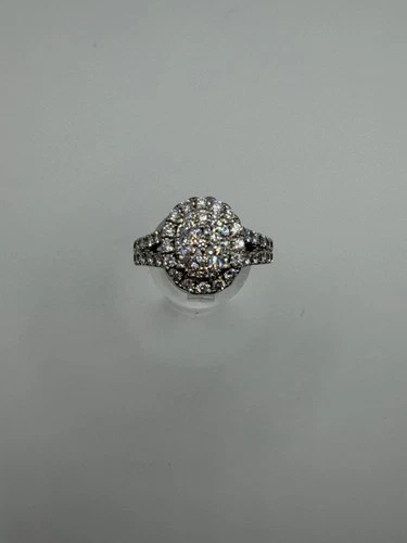 14K White Gold Lab Diamond Halo Ring — Size 8.5